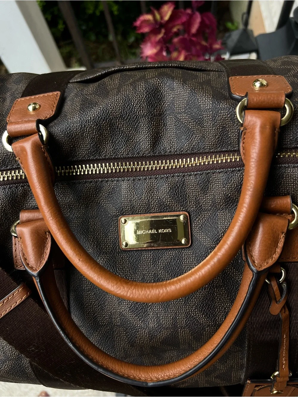 Michael Kors Dark Brown Monogram Weekend Duffle bag